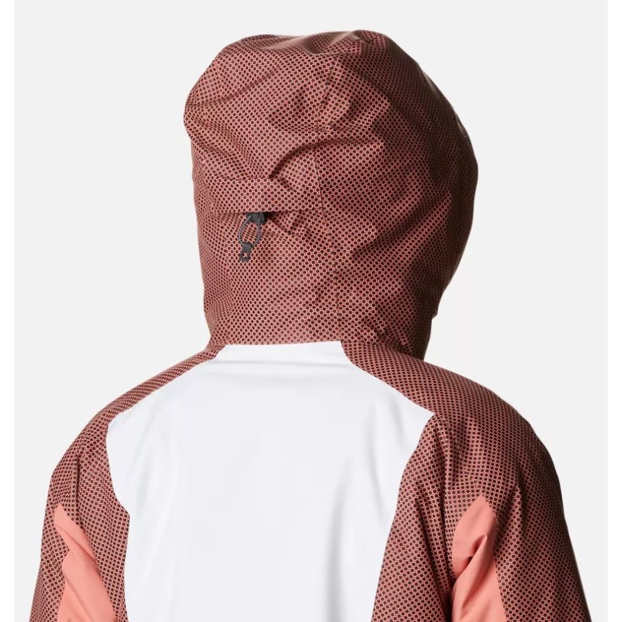 Columbia White/Shark/Dark Coral Women's Snow Slab Black Dot Jacket
