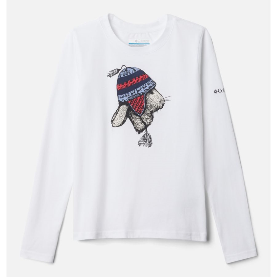 Columbia White Snowhare Chullo Girls' Hazeldel Hill Long Sleeve Graphic T-Shirt