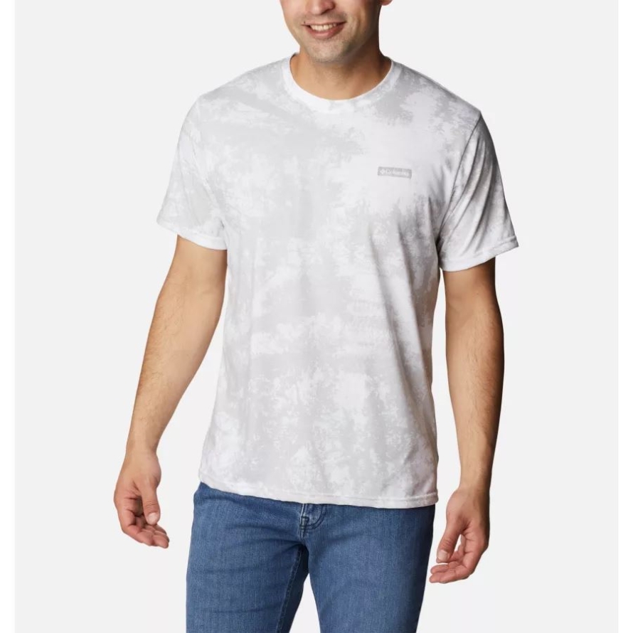 Columbia White Sumi Trees Men's Taku River Short Sleeve Shirt
