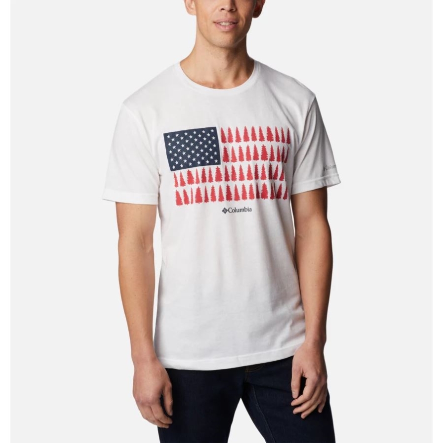 Columbia White/Treestriped Flag Men's Thistletown Hills Graphic T-shirt