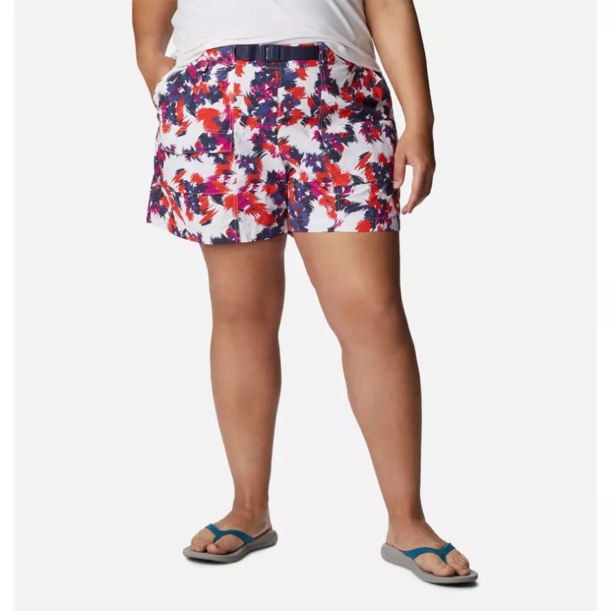 Columbia White Typhoon Blooms Multi Women's Summerdry Cargo Shorts Plus Size