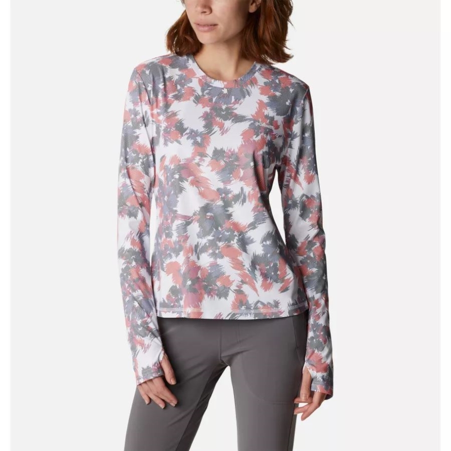 Columbia White Typhoon Blooms Women's Sun Deflector Summerdry Long Sleeve Shirt