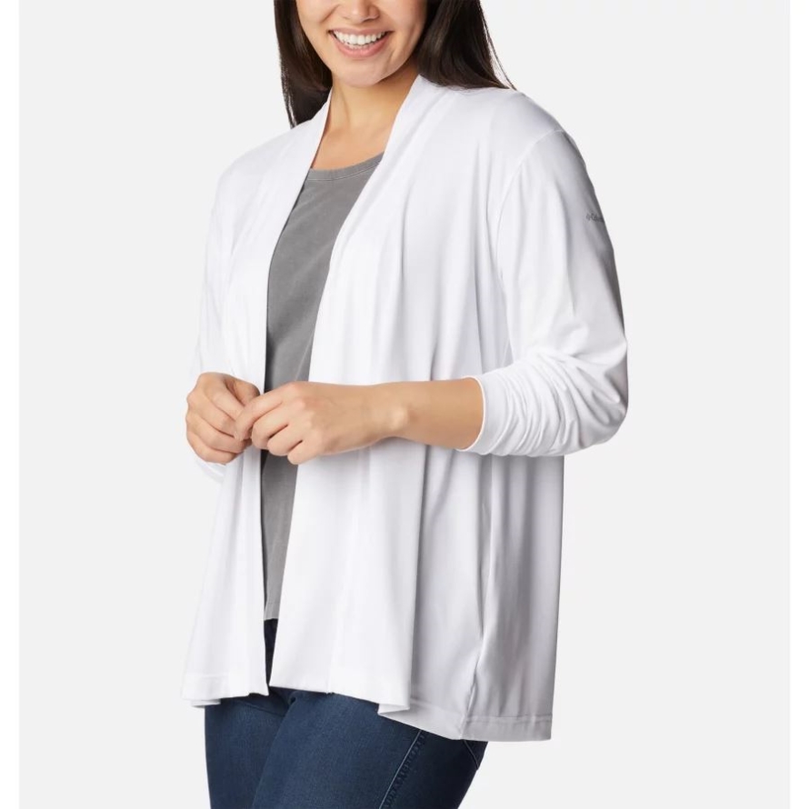 Columbia White Women's Anytime Knit Layering Long Sleeve Shirt
