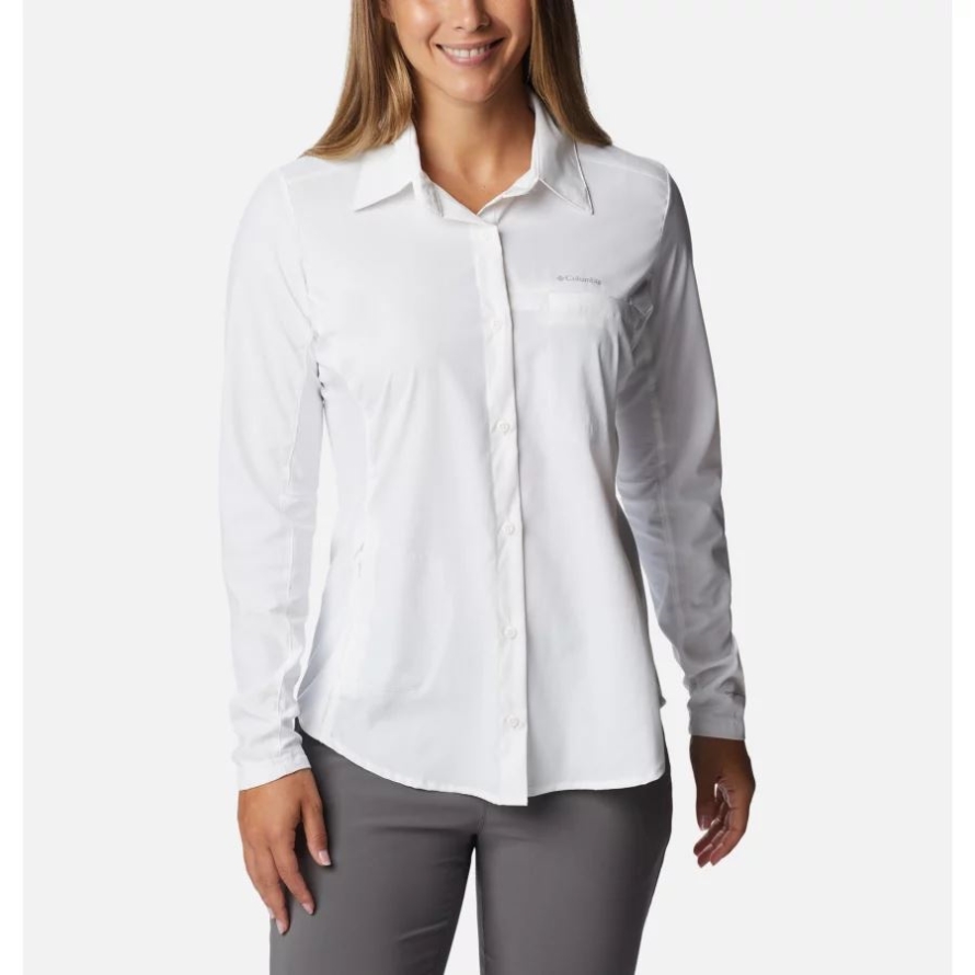 Columbia White Women's Claudia Ridge Long Sleeve Shirt