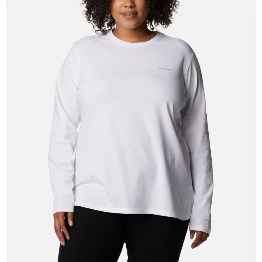 Columbia White Women's Sun Trek Long Sleeve T-Shirt Plus Size