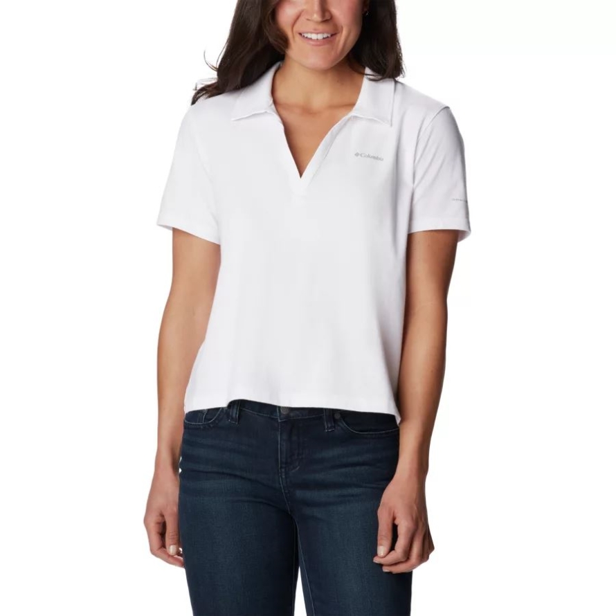 Columbia White Women's Sun Trek Technical Polo