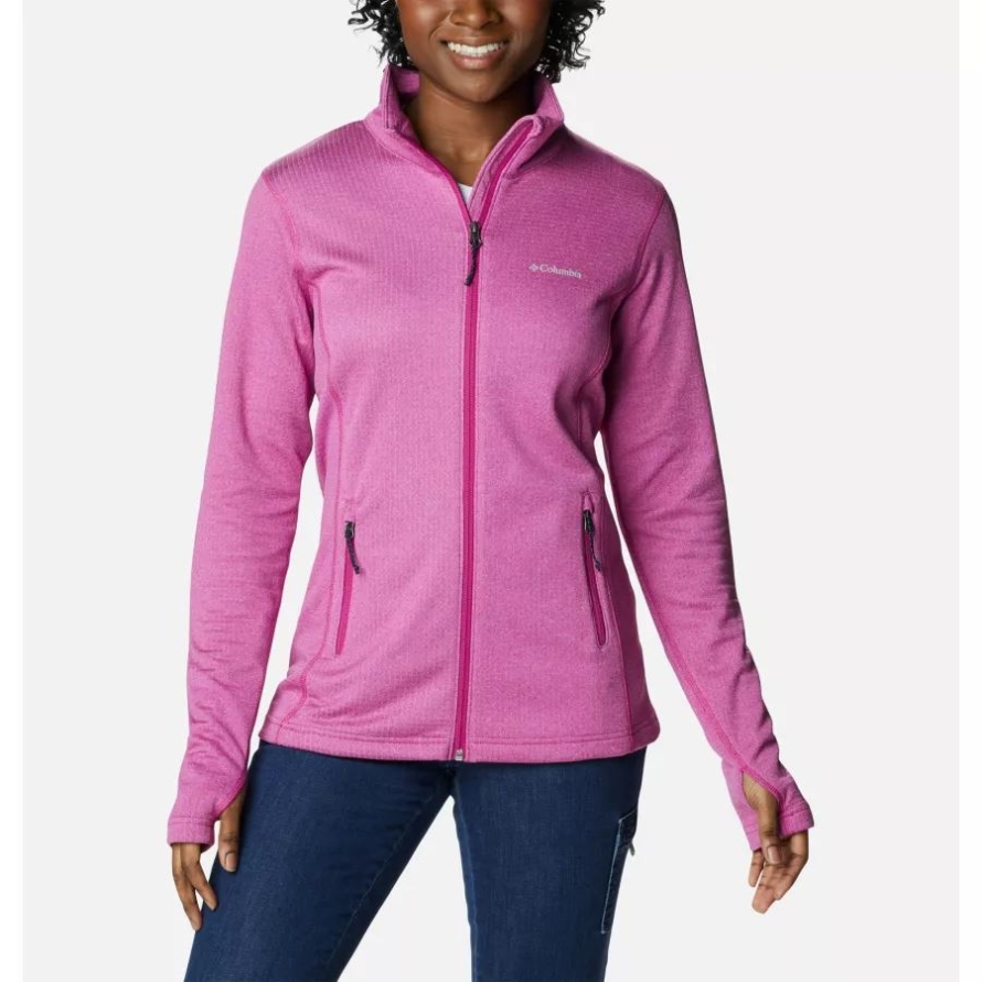 Columbia Wild Fuchsia Heather Women's Park View Grid Full Zip Fleece Jacket