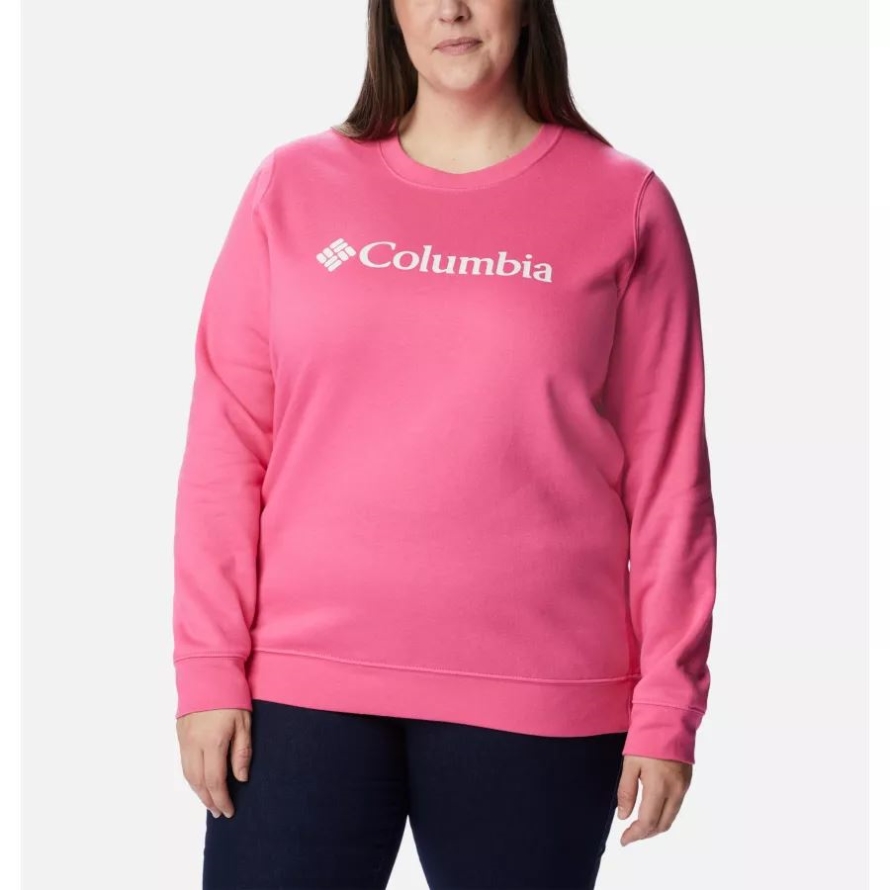 Columbia Wild Geranium/White Logo Women's Columbia Trek Graphic Crew Sweatshirt Plus Size