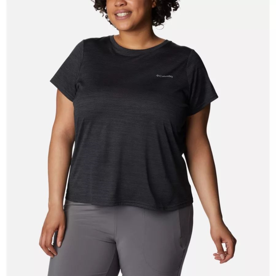 Columbia Women's Alpine Chill Zero Short Sleeve Shirt Plus Size Black Heather