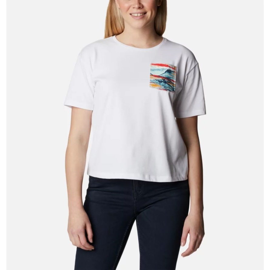 Columbia Women's Alpine Way II Casual T-Shirt White/Hyper Natural Pocket
