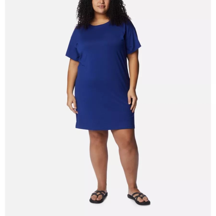 Columbia Women's Anytime Knit Tee Dress Plus Size Dark Sapphire
