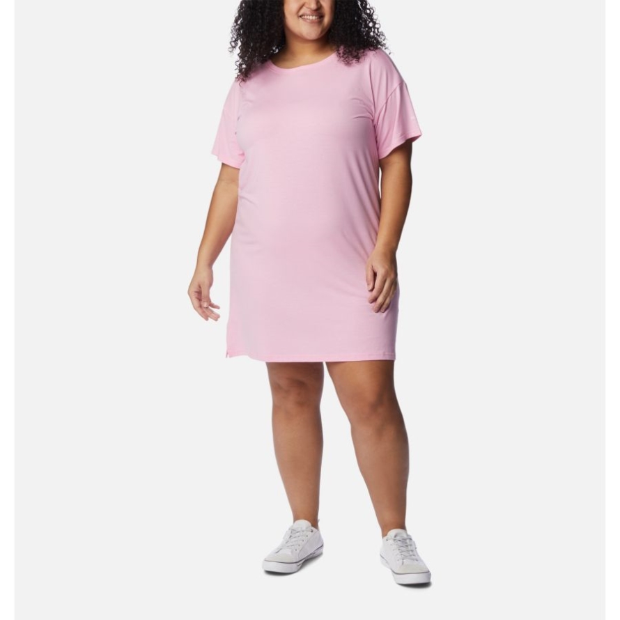 Columbia Women's Anytime Knit Tee Dress Plus Size Wild Rose