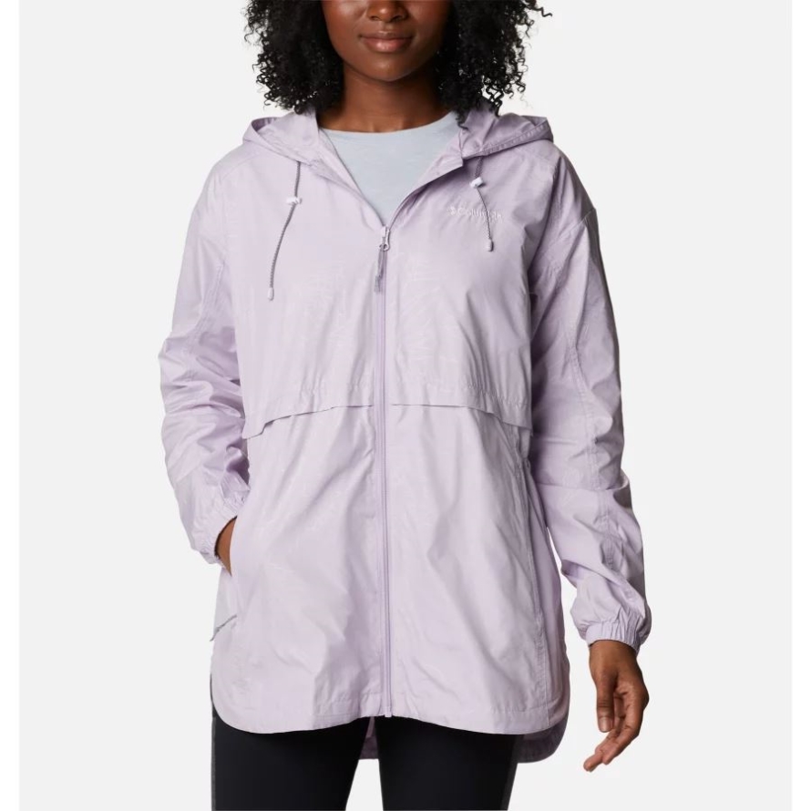 Columbia Women's Auroras Wake III Hooded Jacket Pale Lilac Leafy Lines Emboss