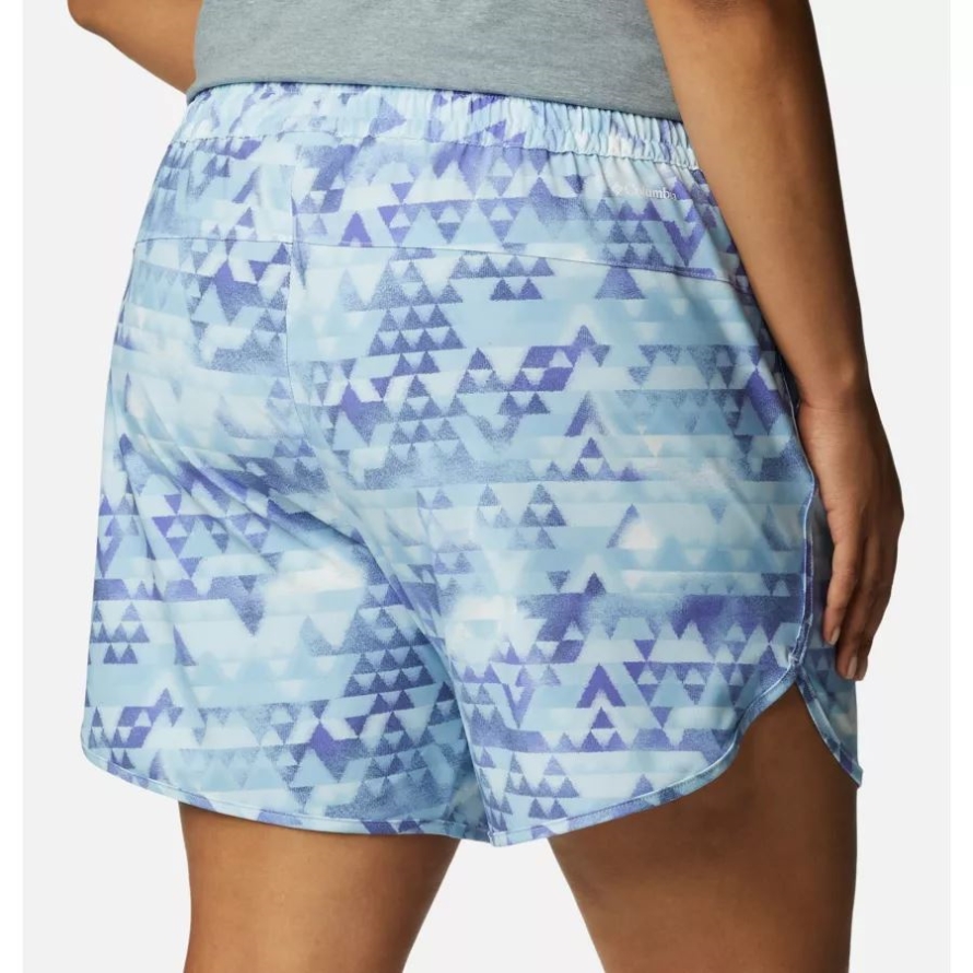 Columbia Women's Bogata Bay Stretch Printed Shorts Plus Size Purple Lotus/Distant Peaks