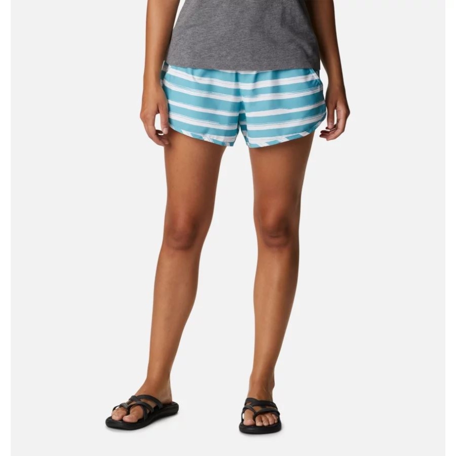 Columbia Women's Bogata Bay Stretch Printed Shorts Sea Wave Brush Stripe