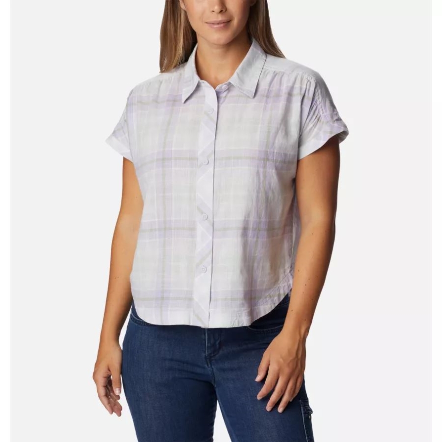 Columbia Women's Camp Henry IV Short Sleeve Shirt Purple Tint/Multi Plaid
