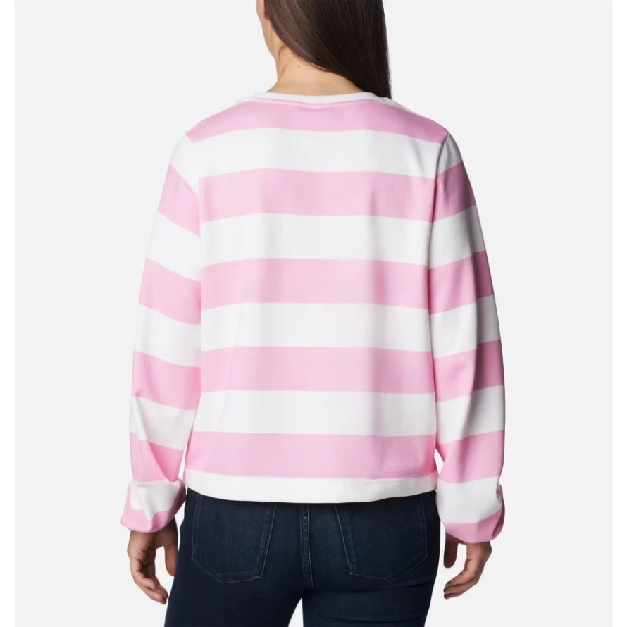Columbia Women's Columbia Trek French Terry Graphic Crew Wild Rose/Rugby Stripe