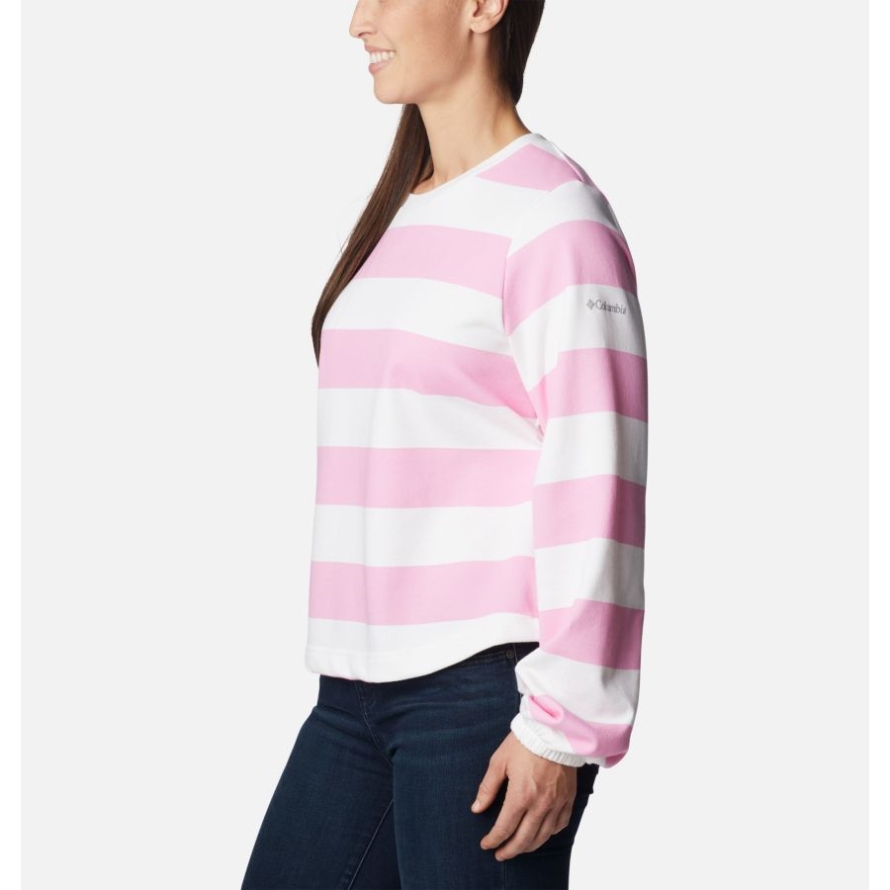 Columbia Women's Columbia Trek French Terry Graphic Crew Wild Rose/Rugby Stripe