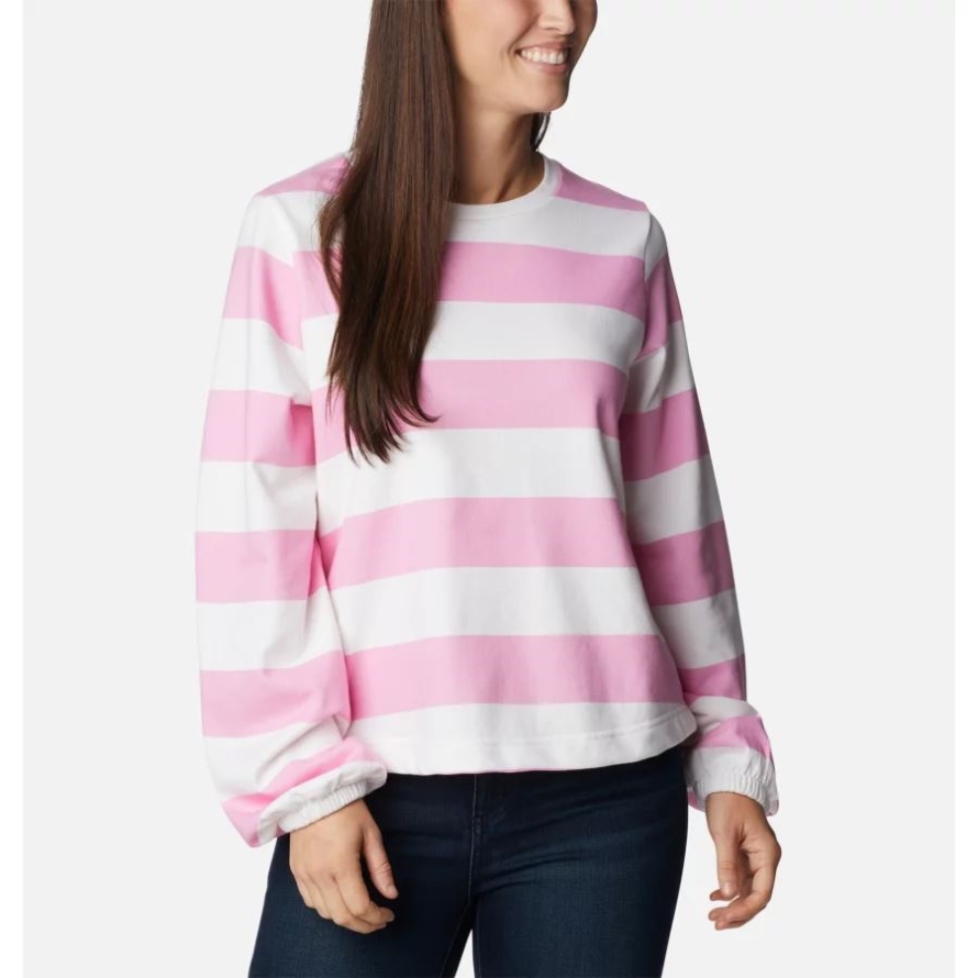 Columbia Women's Columbia Trek French Terry Graphic Crew Wild Rose/Rugby Stripe