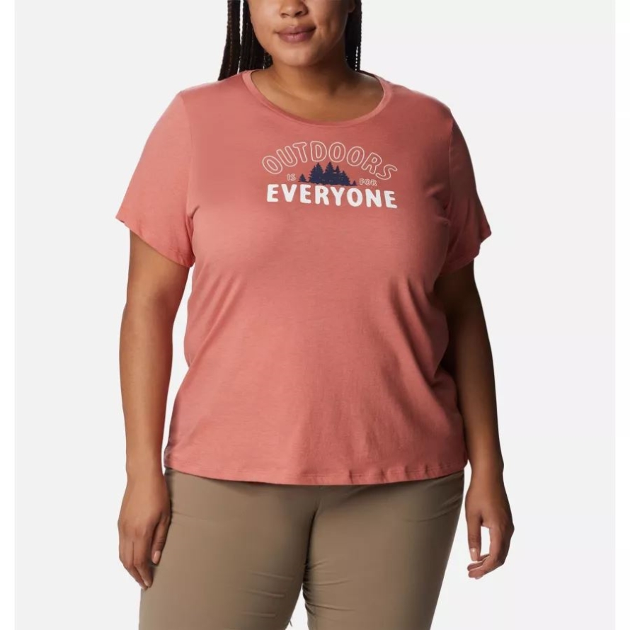 Columbia Women's Daisy Days Graphic T-Shirt Plus Size Dark Coral Heather/Seek Outdoors