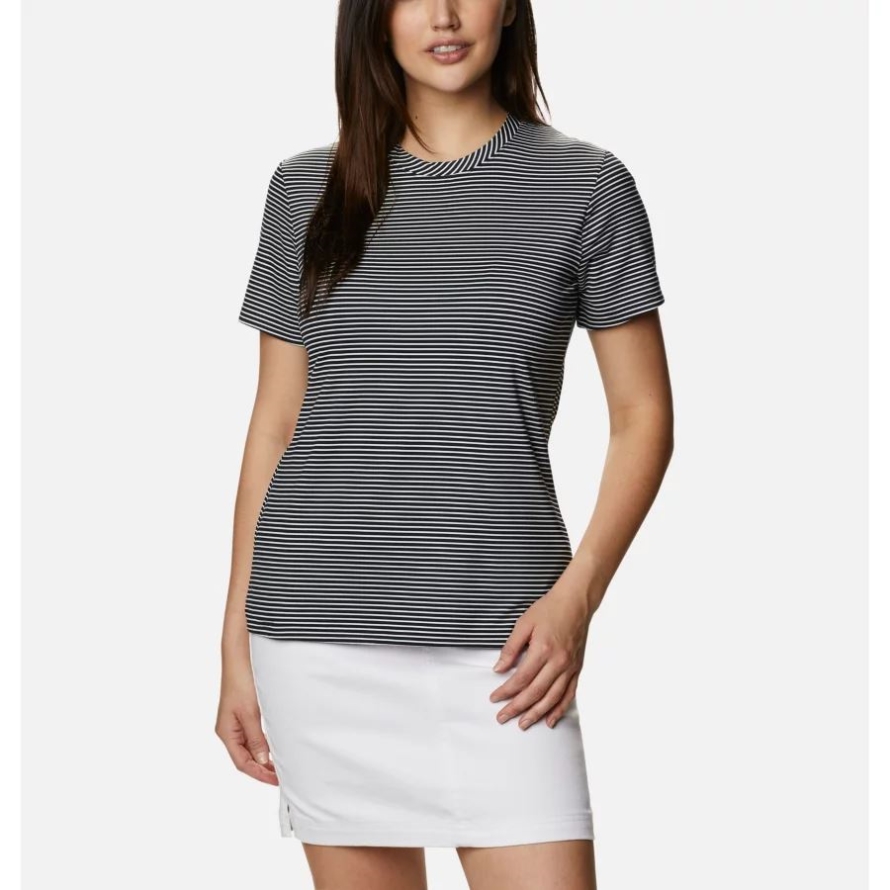 Columbia Women's Firwood Camp II Technical T-Shirt Black/White Stripe