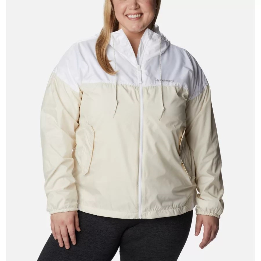 Columbia Women's Flash Challenger Lined Windbreaker Jacket Plus Size Chalk/White