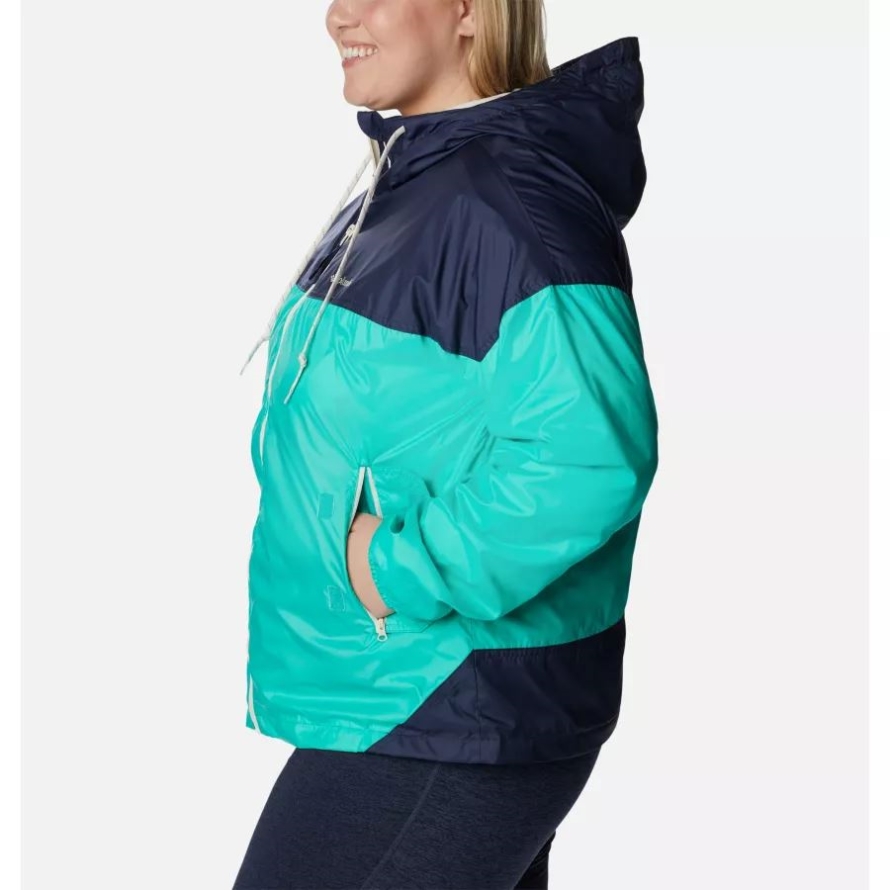 Columbia Women's Flash Challenger Lined Windbreaker Jacket Plus Size Electric Turquoise/Nocturnal