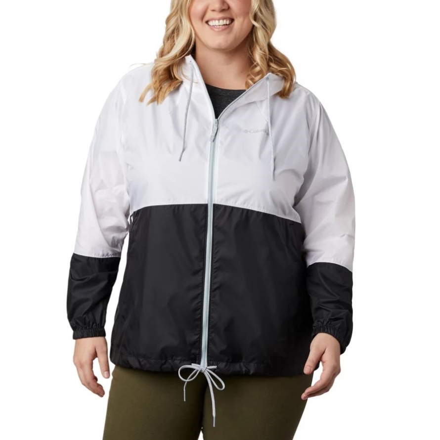 Columbia Women's Flash Forward Windbreaker Jacket Plus Size White/Black