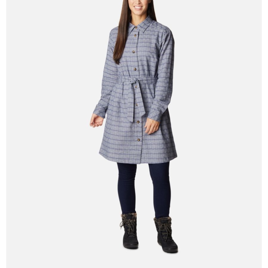 Columbia Women's Holly Hideaway Flannel Dress Nocturnal Twill