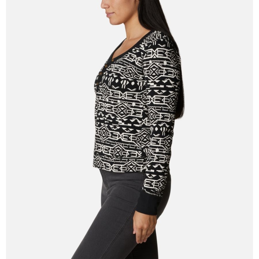 Columbia Women's Holly Hideaway Long Sleeve Shirt Black 80s Stripe