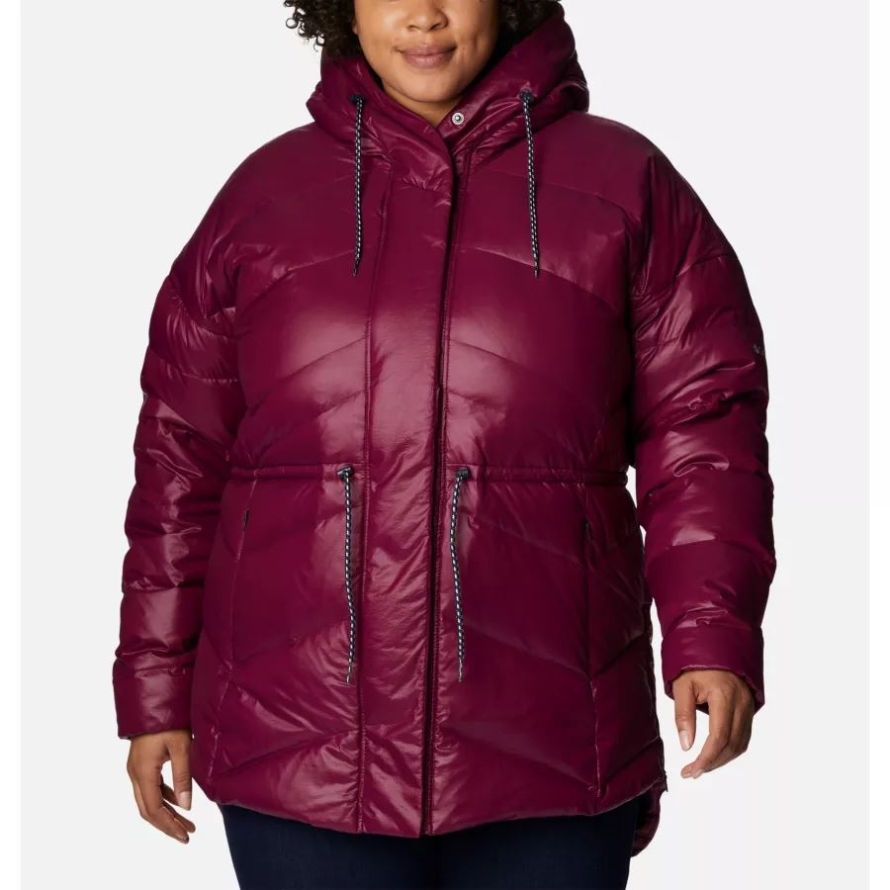 Columbia Women's Icy Heights II Down Novelty Jacket Plus Size Marionberry Gunmetal