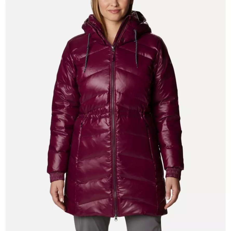 Columbia Women's Icy Heights II Hooded Down Mid Jacket Marionberry Gunmetal