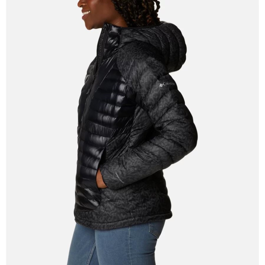 Columbia Women's Labyrinth Loop Omni-Heat Infinity Insulated Hooded Jacket Black/Black Terrain Print