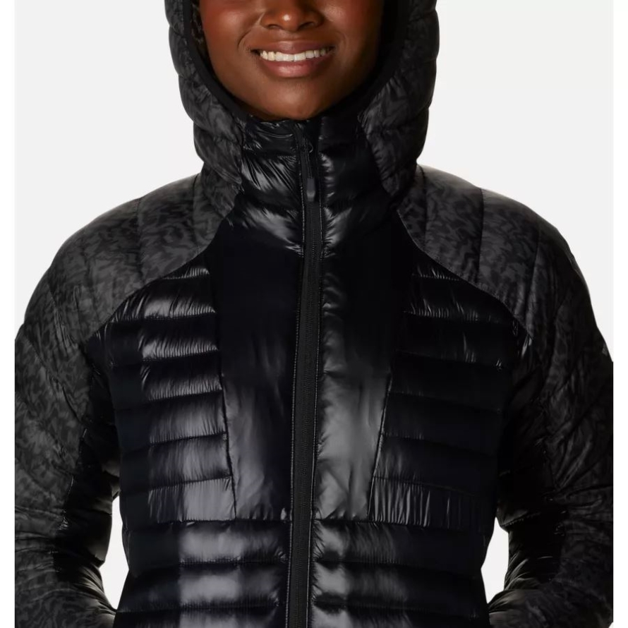 Columbia Women's Labyrinth Loop Omni-Heat Infinity Insulated Hooded Jacket Black/Black Terrain Print
