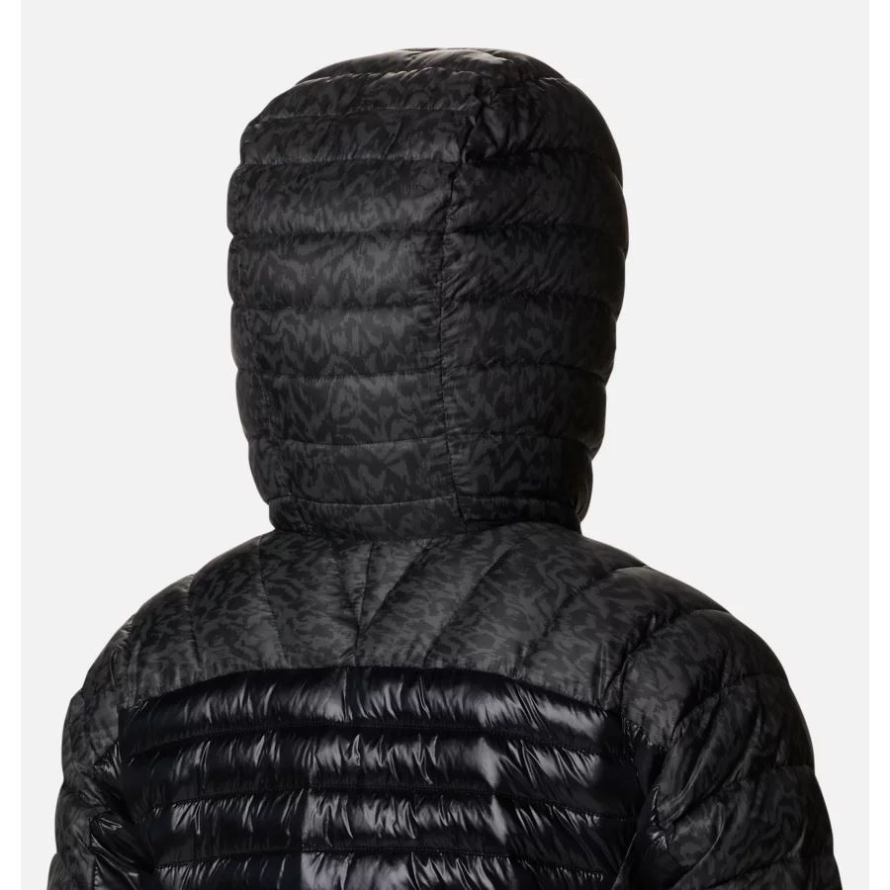 Columbia Women's Labyrinth Loop Omni-Heat Infinity Insulated Hooded Jacket Black/Black Terrain Print