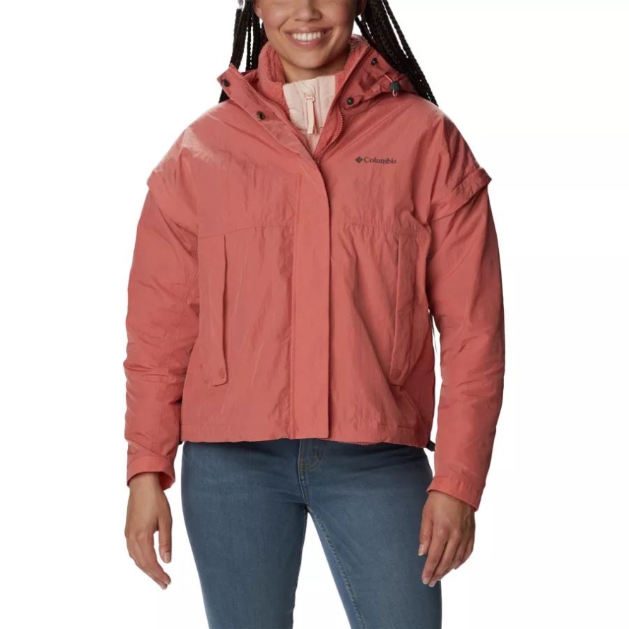 Columbia Women's Laurelwoods Interchange 3-in-1 Cropped Jacket Dark Coral