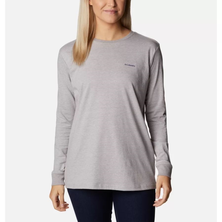 Columbia Women's North Cascades Back Graphic Long Sleeve T-Shirt Columbia Grey Heather/Outdoor Park