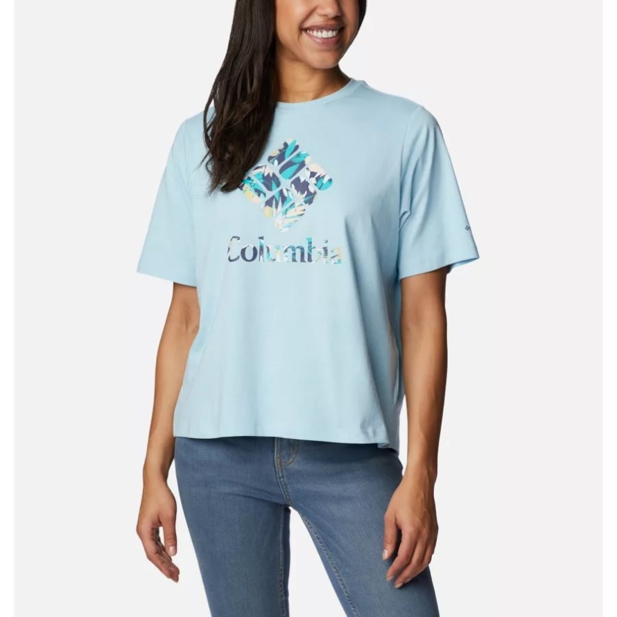 Columbia Women's North Cascades Relaxed T-Shirt Spring Blue/Gem Wisterian