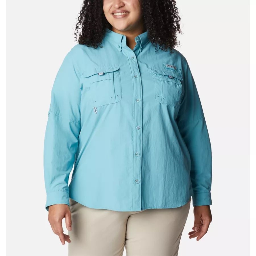 Columbia Women's PFG Bahama Long Sleeve Plus Size Sea Wave