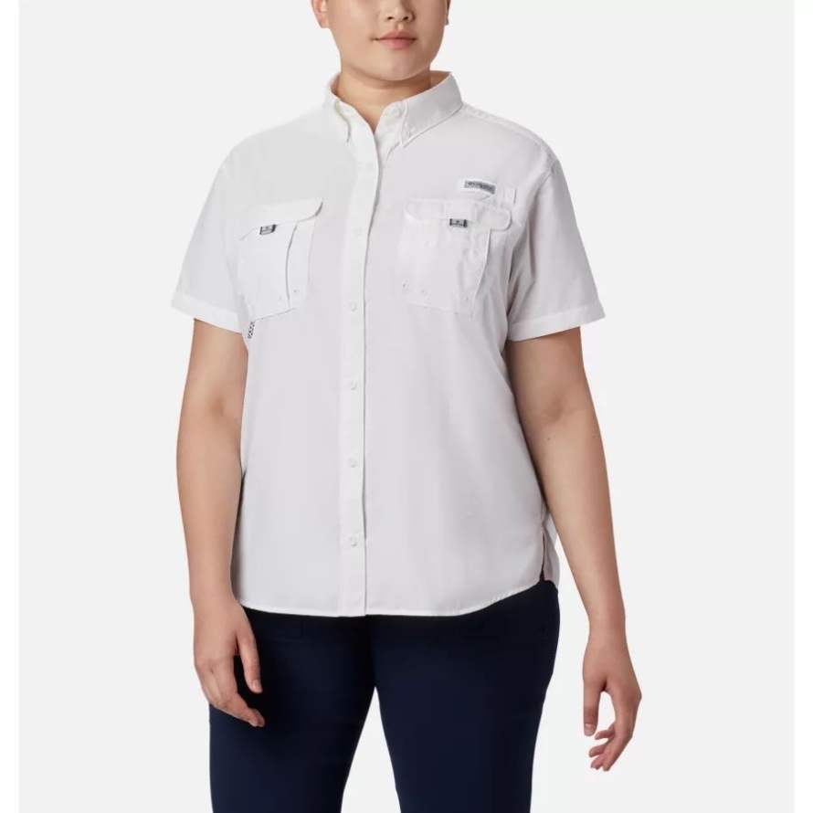 Columbia Women's PFG Bahama Short Sleeve Plus Size White