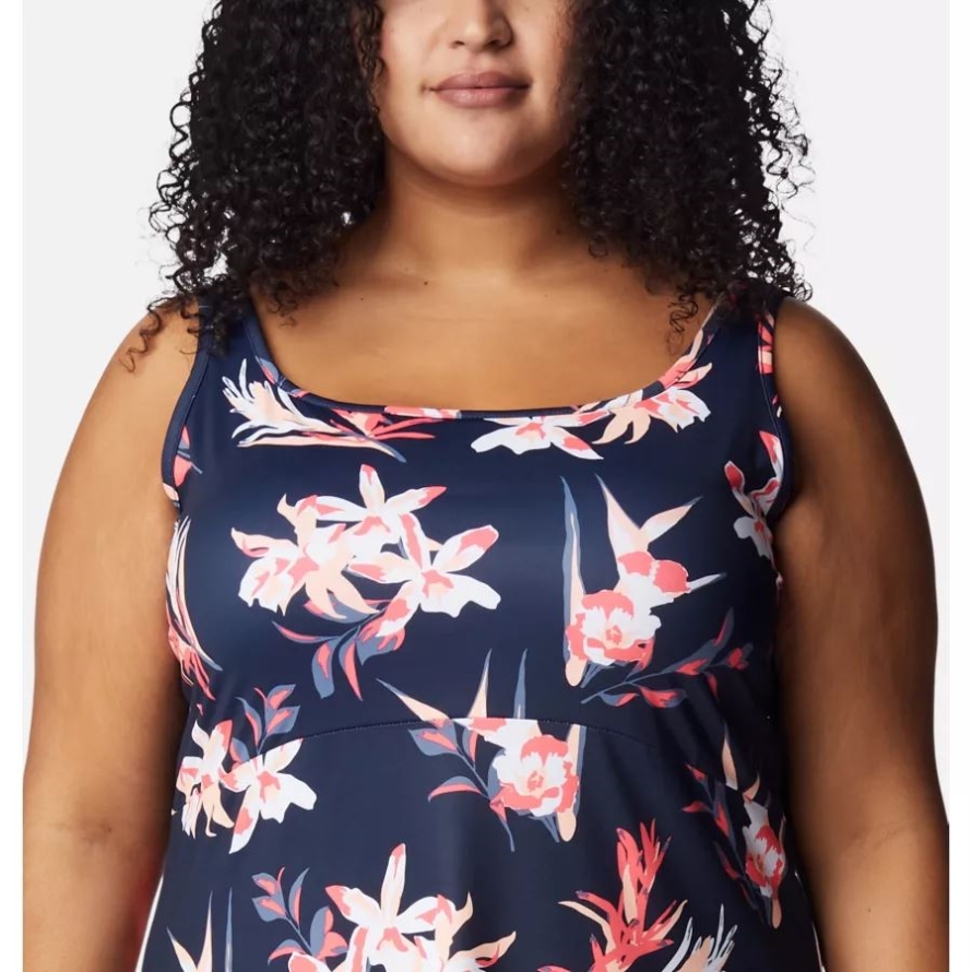 Columbia Women's PFG Freezer III Dress Plus Size Collegiate Navy/Tossed Tropics Print