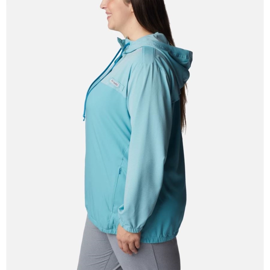 Columbia Women's PFG Tamiami Hoodie Plus Size Sea Wave/Deep Marine