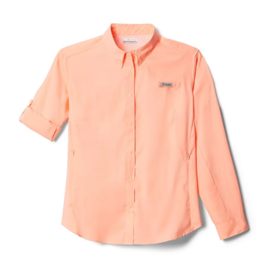 Columbia Women's PFG Tamiami II Long Sleeve Shirt Plus Size Tiki Pink