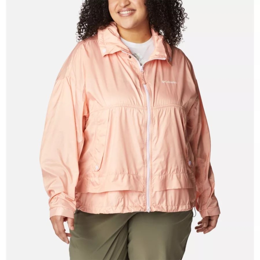 Columbia Women's Paracutie Windbreaker Plus Size Pink Dawn