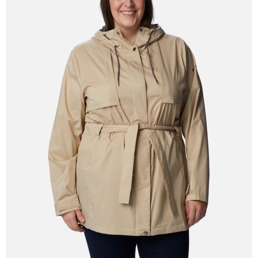 Columbia Women's Pardon My Trench Rain Jacket Plus Size Ancient Fossil