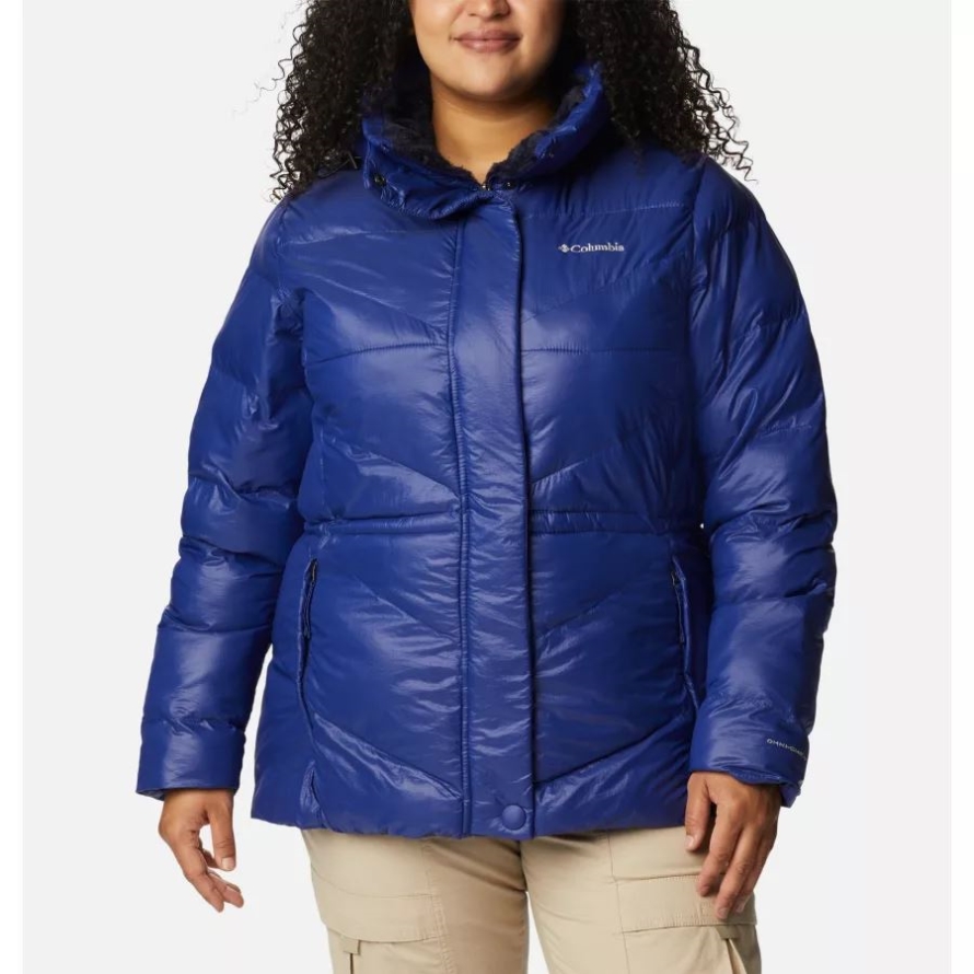 Columbia Women's Peak to Park II Insulated Hooded Jacket Plus Size Dark Sapphire Gunmetal