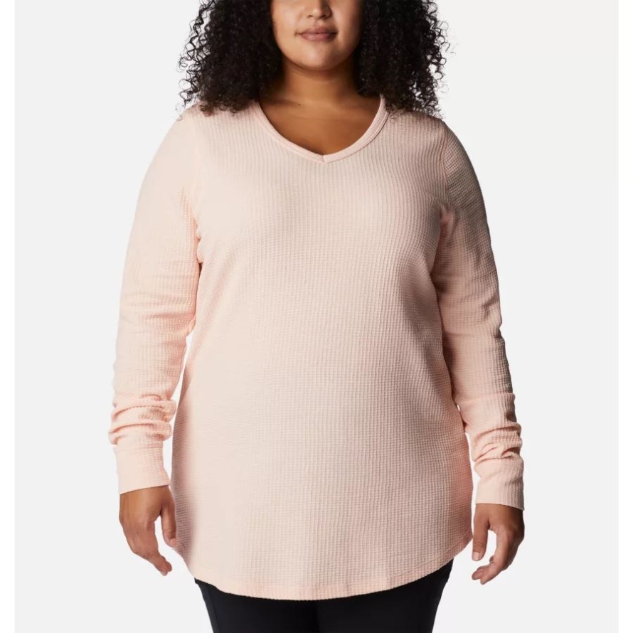 Columbia Women's Pine Peak Long Sleeve Thermal Tunic Plus Size Peach Blossom Heather