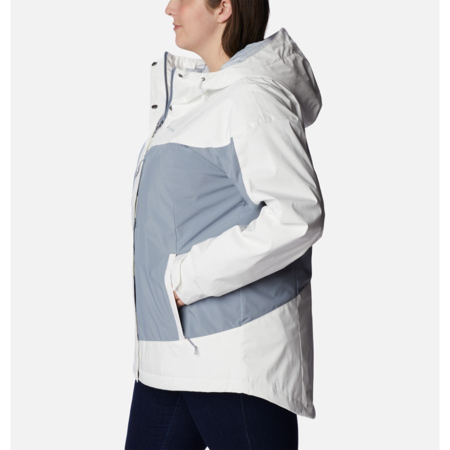 Columbia Women's Point Park Insulated Jacket Plus Size White Sheen/Tradewinds Grey