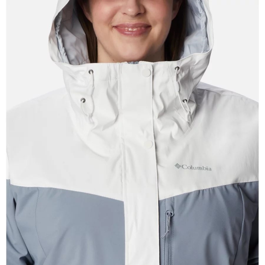 Columbia Women's Point Park Insulated Jacket Plus Size White Sheen/Tradewinds Grey