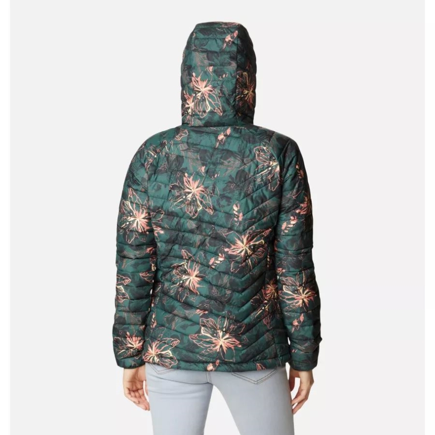 Columbia Women's Powder Lite Hooded Jacket Spruce Aurelian Print
